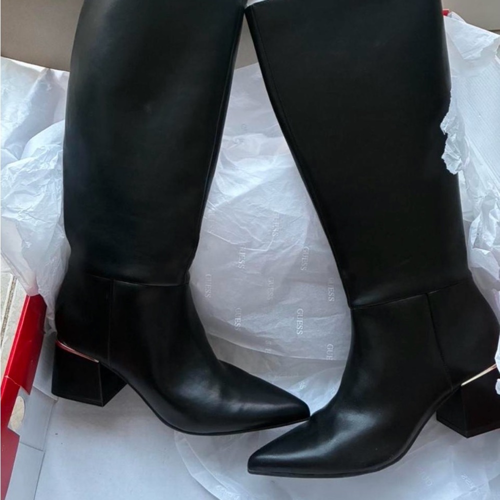 Guess Black Over-The-Knee Pointed Toe Boots